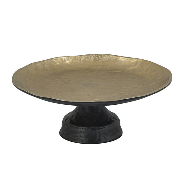 CC Home Furnishings Round Aluminum Tray with Stand - 14.5" - Gold