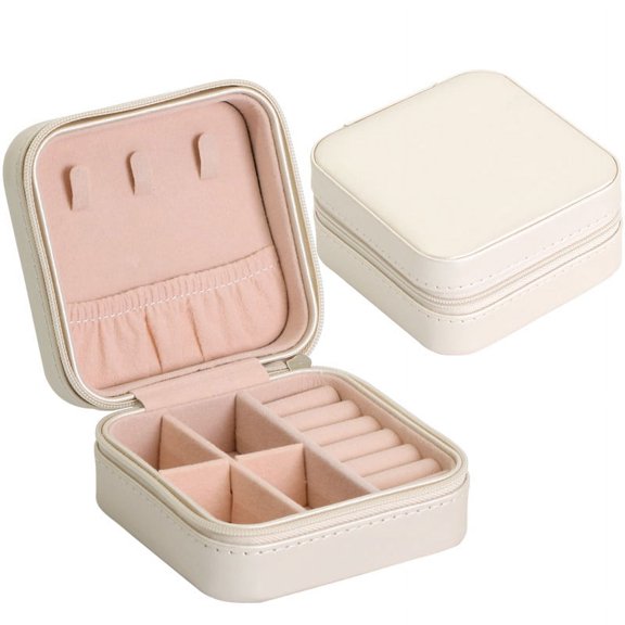 ZTTD Mini Travel Jewelry Box for Women Girl Leather Gift Display Jewellery Case Earrings Ring Necklace Jewelry Storage Organizer