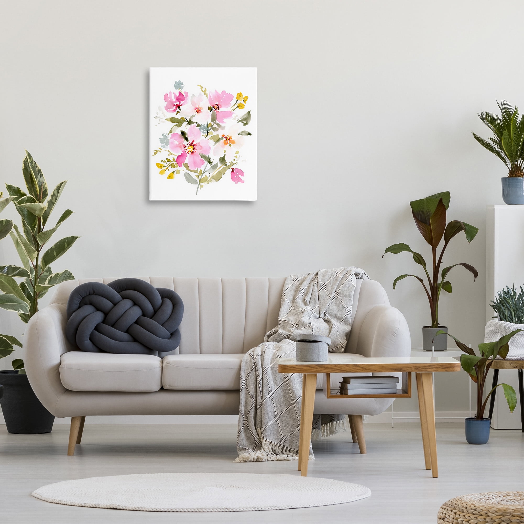 Stupell Industries Pink Cottage Blooms Botanical & Floral Painting Gallery Wrapped Canvas Art Print Wall Art, 24 x 30