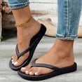 thumbnail image 3 of Lightweight Non Slip Flip Flops for Womens Open Toe Quick Drying Shower Sandals Low Platform Beach Thong Slides Black Size 7.5, 3 of 6