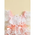 thumbnail image 4 of Coduop Newborn Baby Girls Lace Floral Romper Dress Ruffle Sleeves Suspender One-piece Jumpsuit, 4 of 7