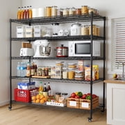 5 Tier Heavy Duty Wire Shelving Unit with Wheels | 3200 lbs Capacity Metal Storage Rack | Adjustable Garage Shelves 48W x 24D x 72H