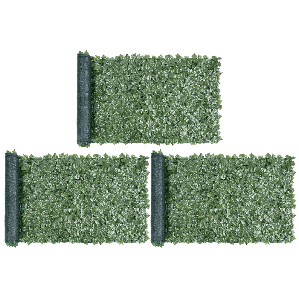 Yaheetech 3pcs 38''x 116'' Artificial Faux Ivy Leaves Garden Ornaments Decorative Fence Screen with Mesh Backing, Green