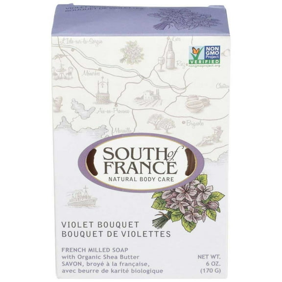 South of France Violet Bouquet Bar Soap, 6 Ounce -- 1 each.