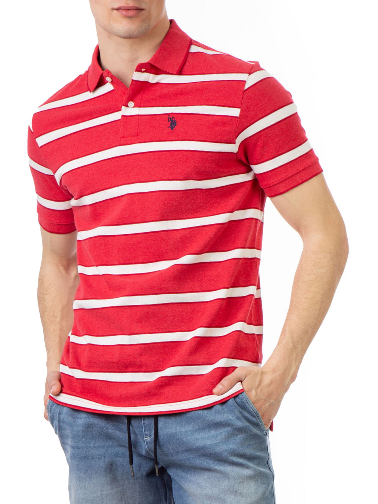 Mens Polo Striped T Shirt Short Sleeve Pique Shirt Premium  Summer Top M-XXL New
