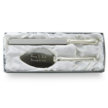 Personalized Two Tone Wedding  Cake  Knife  Server  Set  W 