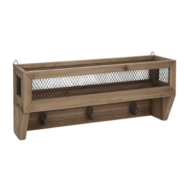 Entryway Organizer W Key Hooks Rack Shelf Rustic Wooden Wall Mount Mail Letter Holder Shelf Rustic Wooden Wall Mount Mail, Rustic Coat Rack Wall Mounted Shelf With Hooks And Baskets