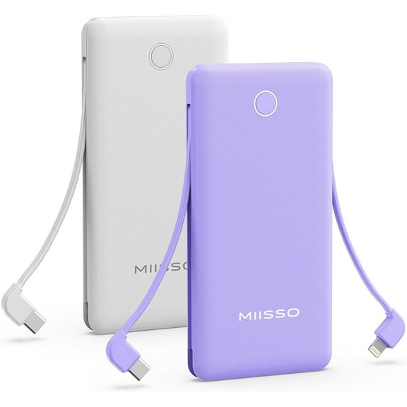 MIISSO 10K95 10000mAh 4-Port Power Bank, Purple & White