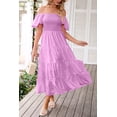 thumbnail image 4 of Vestido PRETTYGARDEN de manga abullonada, escote cuadrado, largo midi, color lila claro, talla L, 4 of 8