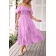 thumbnail image 4 of Vestido PRETTYGARDEN Midi con Mangas Abullonadas y Escote Cuadrado en Morado Talla M, 4 of 8