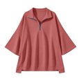 thumbnail image 7 of Guluxicc Women's Quarter Zip Sweatshirts Stand Collar 3/4 Sleeve Casual Loose Pullover Sweatshirts for Everyday Spring Fall Tops, 7 of 7