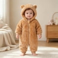 thumbnail image 2 of KJameas Baby Boys Girls Jumpsuit Fuzzy Fleece Bear Hooded Zip Up Footed, 2 of 5