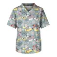 thumbnail image 1 of Men's Printing Short Sleeve V-neck Working Blouse Chest Pocket Carer Top 5XL, 1 of 3
