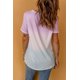 thumbnail image 1 of ABPHQTO Camiseta de manga corta con estampado de color degradado Go Ask Your Dad de mujer en morado, 1 of 4