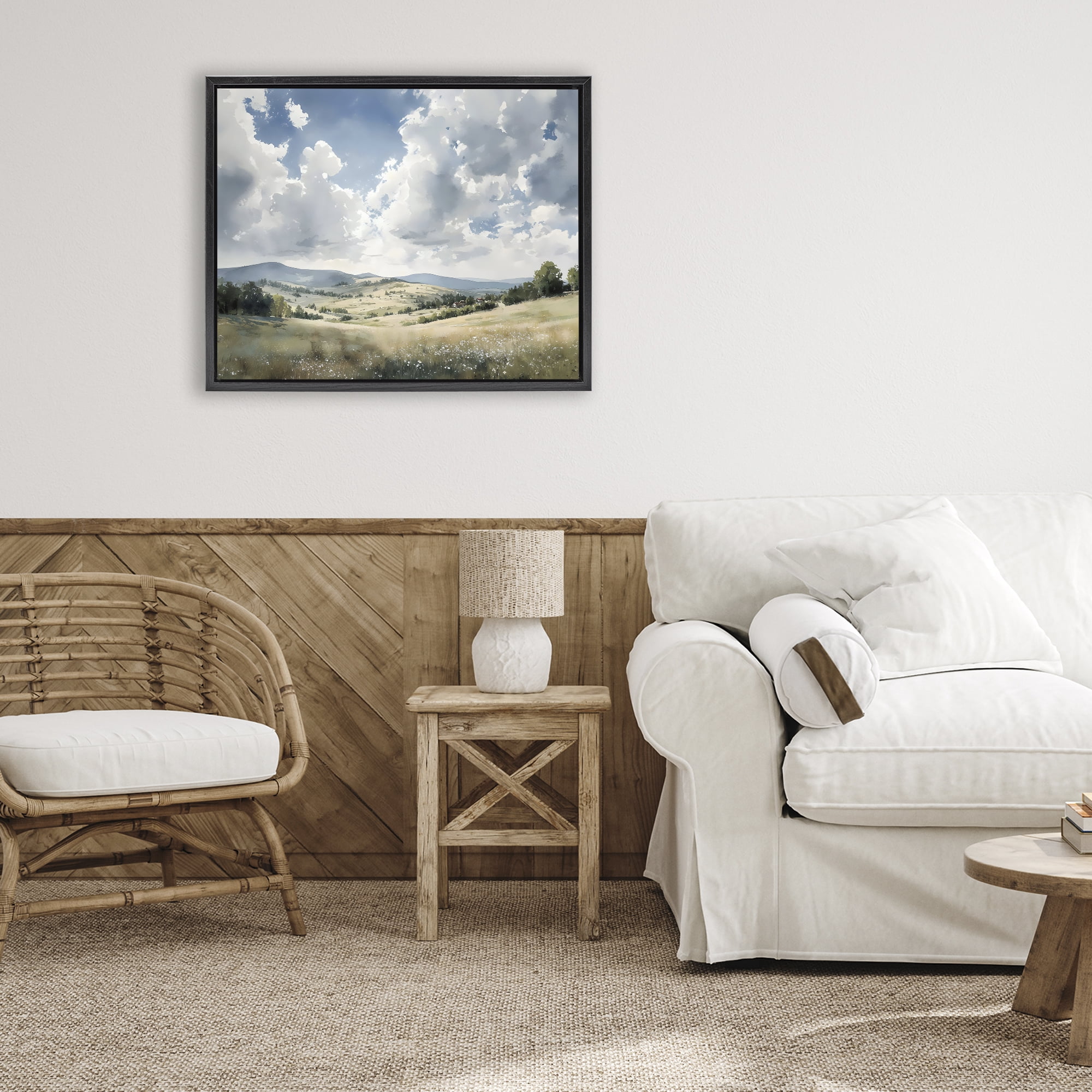 Stupell Industries Cloudy Hills Meadow Black Framed Floater Canvas Wall Art, design by Franklyn Gregory