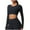 Black, variant on aidice Workout Tops for Women Athletic Round Neck Long Sleeve Cropped Slim Fitting Yoga Shirts Activewear
