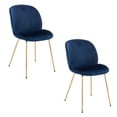 thumbnail image 1 of Chaise Claire en Velours Bleu Doré, Ensemble de 2, 1 of 4