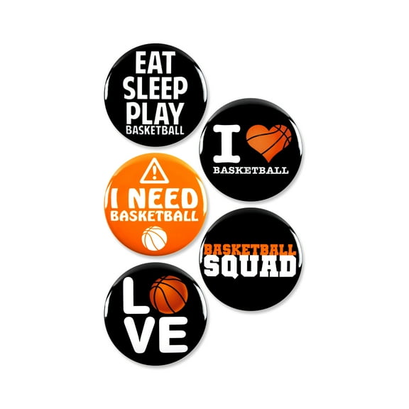 5 Pack - Funny Basketball Fanatic Team Pinback Buttons - 2.25 Inch