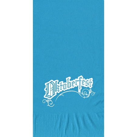 25 Turquoise Oktoberfest Dinner Hand Towels Paper Napkins with a White Color Oktoberfest Logo
