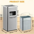 thumbnail image 4 of Kselythan Commercial Outdoor Trash Can with Removable Inner Bucket and Ashtray,Stainless Steel Square Garbage Can,30 Liter/7.9 Gallon Waste Bin for Home,Office,Shopping Mall,Restroom, 4 of 7