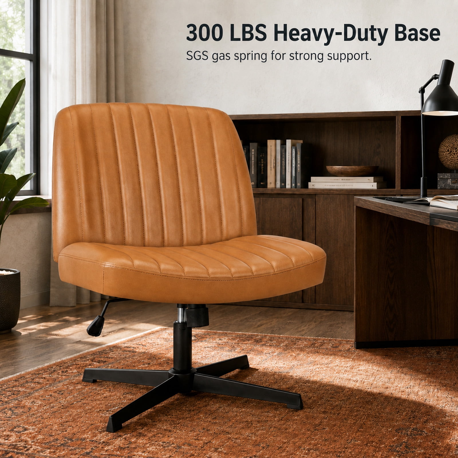 Alvantor Criss Cross Office Chair, No Wheels Armless Swivel, Wide Seat Criss Cross Chair for Home Office & Reading Room