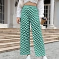 thumbnail image 2 of WRKEKC Women's Check Print Wide Leg Capri Pants Casual Ankle Length Elastic Waist for Summer & Street Style, 2 of 7