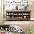 thumbnail image 3 of 2-Tier Shoe Storage Cabinet,43" Wooden Shoe Cabinet With Sliding Doors,Walnut Shoe Bench With Adjustable Shelves,Storage Bench for Entryway,Hallway,Bedroom, 3 of 7