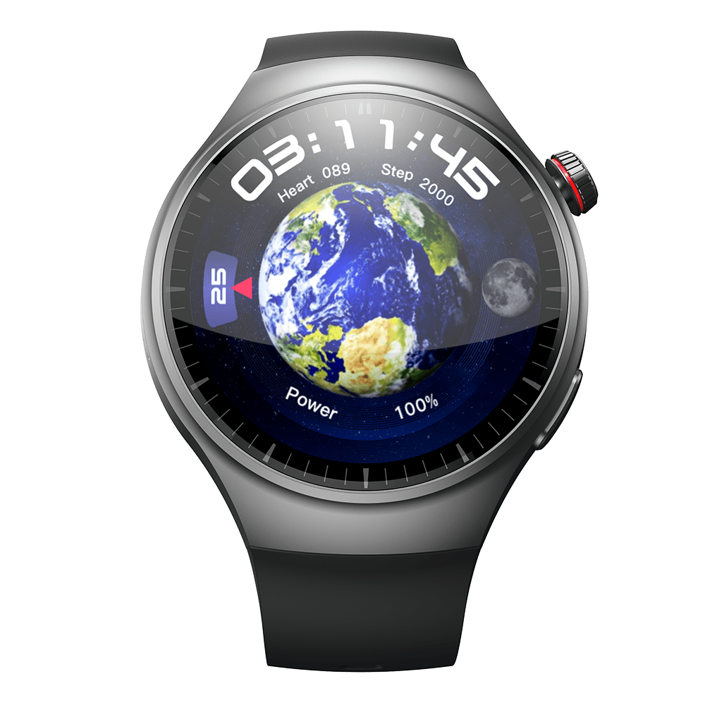 UBABAI DM80 Smart Watch 2GB+16GB 1.43inch WIFI GPS 4G Network 1000mah Black Silicone Strap