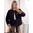 thumbnail image 4 of Women'S Lightweights Quilted Jacket Casual Button Down Puffer Outerwear Leopard Lined Coats with Pockets Black S, 4 of 9