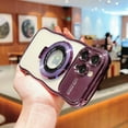 thumbnail image 6 of for iPhone 14 Plus Case Wave Edge with Rotatable Ring Stand Compatible with MagSafe, Plating Clear Case with Camera Lens Protector Slim Phone Case for Women Girls For iPhone 14 Plus, Darkpurple, 6 of 11