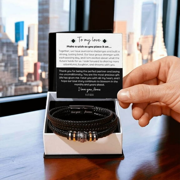 To my love Personalized Promise Bracelet Gift For him, Aniversary gift for boyfriend, Happy Birthday customized message card for husband