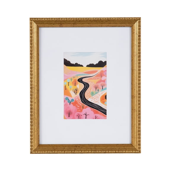 DesignOvation 8x10 Matted for 4x6 Beaded Gold Decorative Tabletop Picture Frame