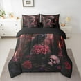thumbnail image 2 of jejeloiu Retro Rustic Flower Twin Bedding Sets 7-Piece,Country Raven Bird Bedding Comforter Set,Red Rose Floral Sheet Sets For Men Women,Breathable Home Decor Reversible, 2 of 8