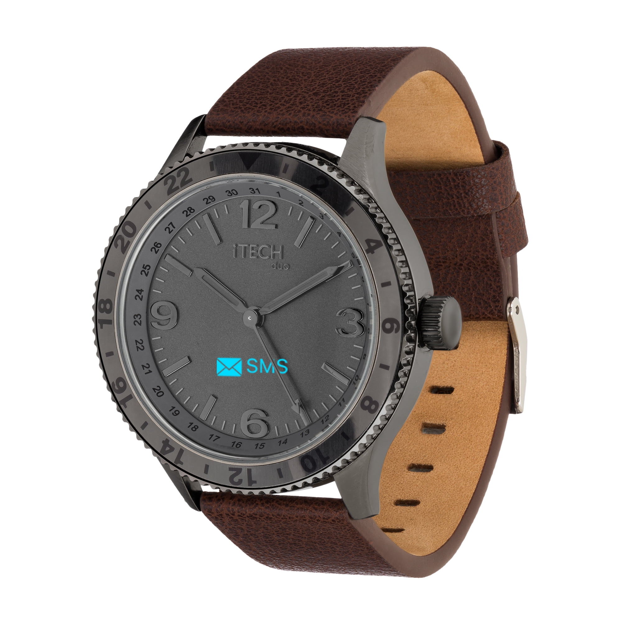 iTech Duo Hybrid Smart Watch Brown Grey Color for Women and Men