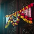 thumbnail image 3 of Store Indya Artificial Marigold Garland, Pink and White Pearl Beads, 3 Feet Traditional Toran Bandhanwaar Door Hanging for Religious Ceremonies and Festivals (Design 2), 3 of 5