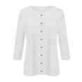 thumbnail image 4 of asddcavvf Cardigan for Women Women's Crew Neck 3/4 Sleeve Shirts Tops Basic Button Down Open Front C, 4 of 4