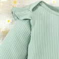 thumbnail image 6 of Odeerbi Baby Boys Girls Outfits Daisy Jumpsuit Cotton Romper with Pants Set Baby Long Sleeve Bodysuit Bow Pants Headscarf Three Piece Set Baby Clothes Green, 6 of 9