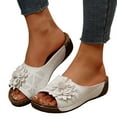 thumbnail image 4 of Mostsola Sandals for Women 2025 Boho Flower Wedge Sandals Open Toe Slides Summer Beach Shoes, 4 of 8