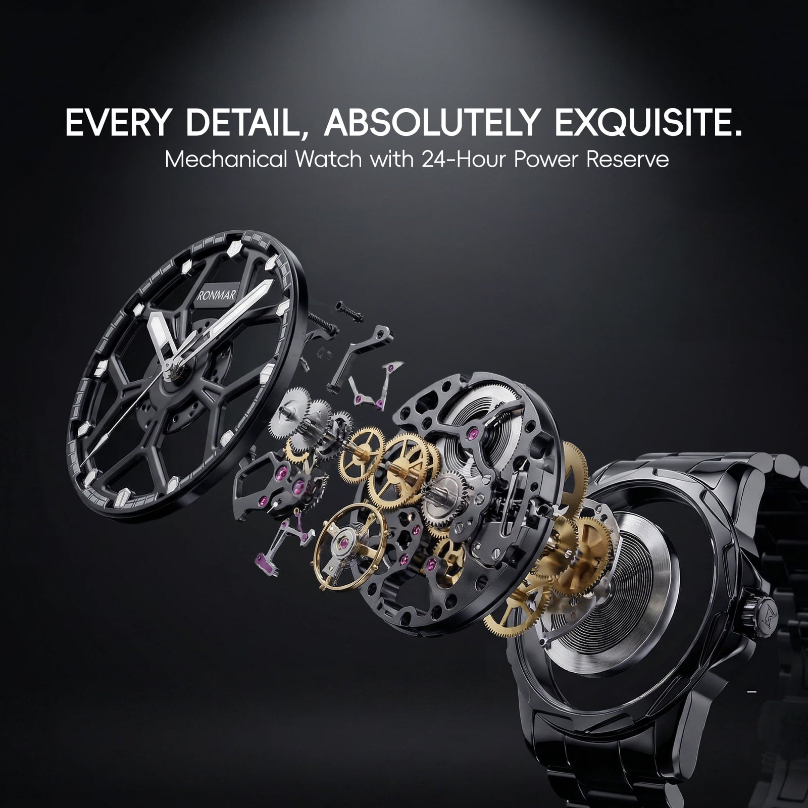 SKMEI Men's Automatic Mechanical Watch Skeleton Waterproof Stainless Steel Mens Watches Fashion Analog Watch for Men