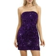 thumbnail image 2 of GXFC Women´s Short Sequins Glitter Dress Solid Color Shiny Mini Dress Fitted Evening Party Dress Sleeveless Off Shoulder Cocktail Dress for Bar Party Club, 2 of 9