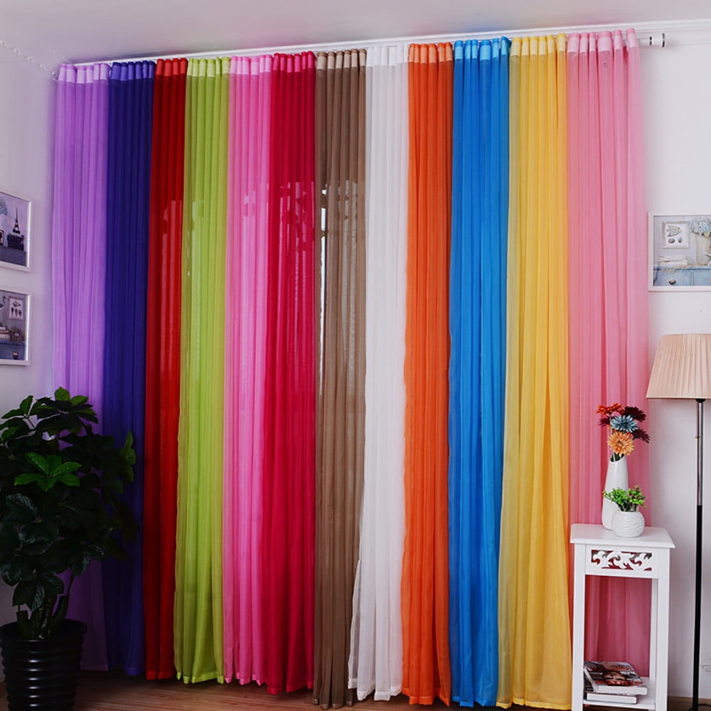 Blue Curtains 2Pack Sheer Curtains 98 Inches Long Colorful Curtains for Living Room Playroom Nurseries Bedroom Window Drape Panel Sheer Scarf Valances Cotton Material Variation Of Colors