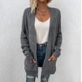 thumbnail image 5 of Women's Casual Long Sleeve Cardigan, Cable Knit Open Front Sweater with Pockets, Cozy Outerwear for Daily Wear & Fall Winter Outfits, 5 of 7