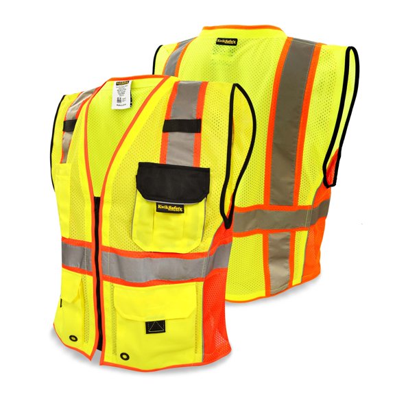 KwikSafety SUPREME Hi Vis Reflective ANSI PPE Surveyor Class 2 Safety Vest Size: S/M