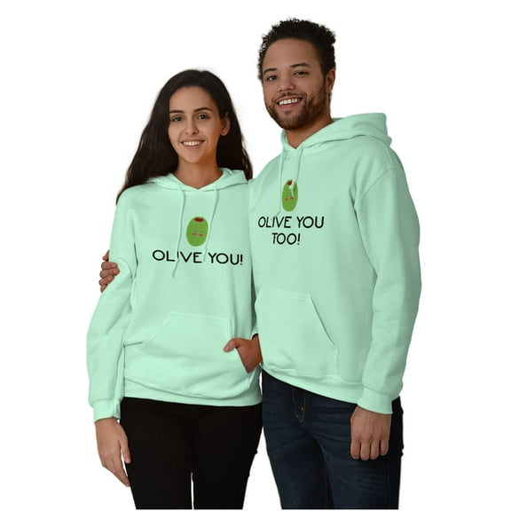 Olive You Love Pun Matching Couples Hoodie Sweatshirt Women Men Brisco Brands 2X