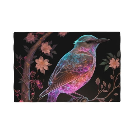 

Table Placemats Set of 6 - Pink Patterned Bird A 12x18 In Faux Linen Double Heat Resistant Place Mats Cloth Indoor/Outdoor Placemats Washable Table Mats for Dining Kitchen Party