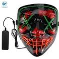 thumbnail image 2 of Deago Halloween Mask LED Light Up EL Wire Cosplay Glowing Mask The Purge Movie Scary Festival Costume with AA Battery, 2 of 7