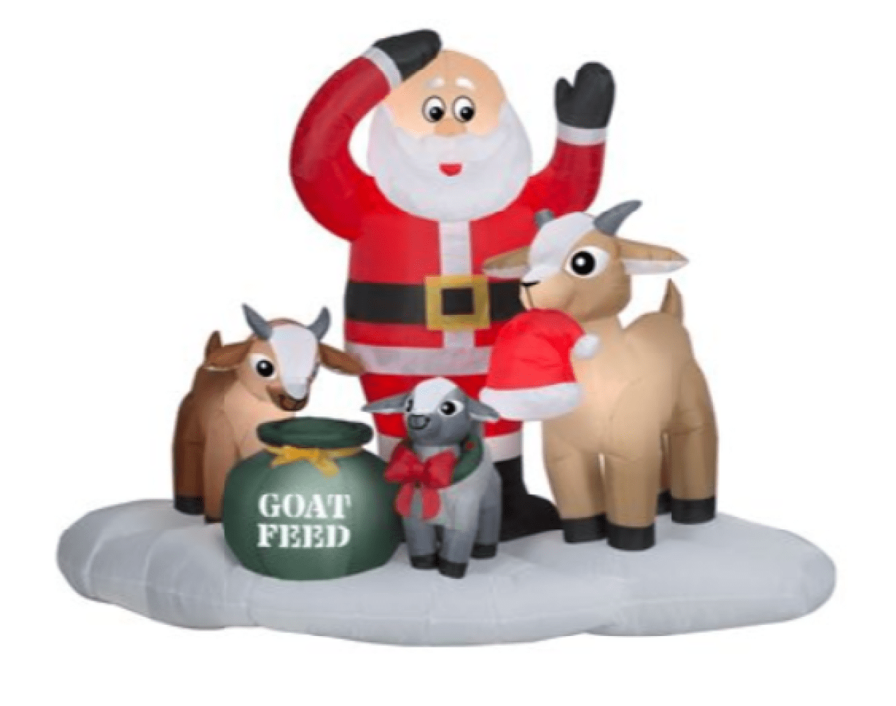 Gemmy 880754 Lights Up AirblownSanta and Goats Scene