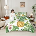 thumbnail image 4 of Castle Fairy Tropical Pineapple 3 Pieces Queen Comforter Set for Teens Female Men,Tropical Floral Flowers Ultra Soft Bedding Sets,Botanical Plants Tree Leaves Bedding Comforter Set Breathable, 4 of 8