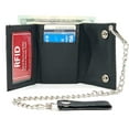 thumbnail image 3 of Black Mens Leather Biker's Chain Trifold Wallet Trucker Motorcycle Steel Chain, 3 of 9