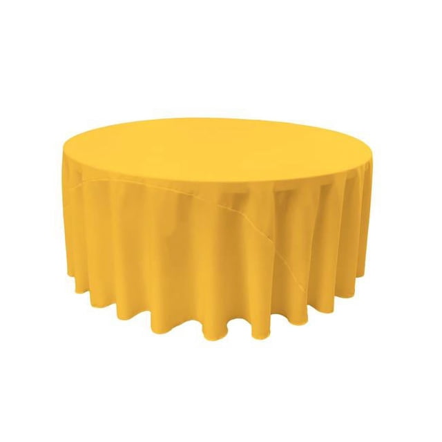 LA Linen TCpop132R-YellowDrkP47 132'' Round Dark Yellow Polyester Poplin Tablecloth
